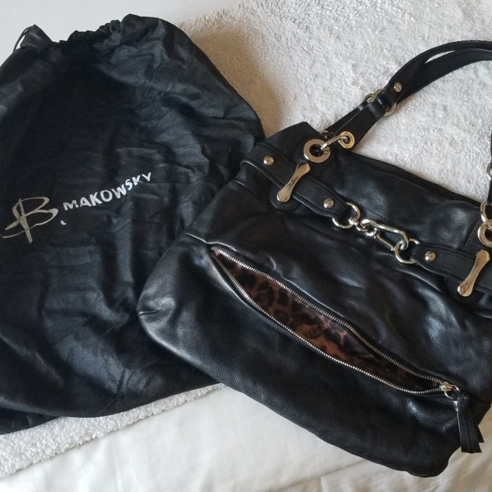 B Makowsky Leather Handbag
